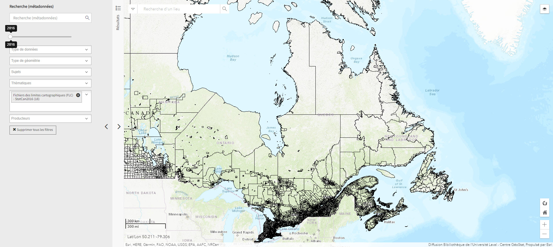 Fichier de limites cartographique de Statistiques Canada (2016)