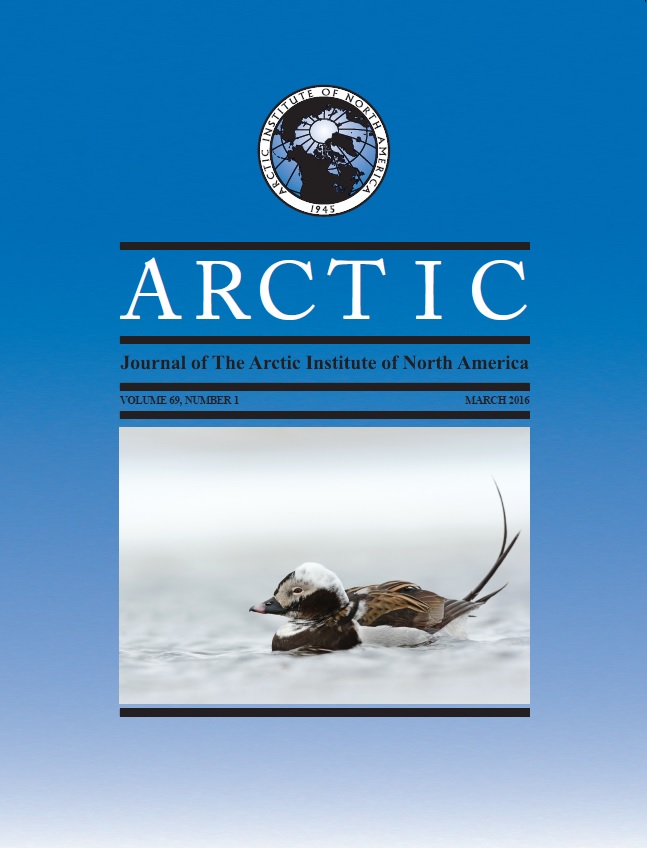 The cover of Arctic, volume 69, number 1, March 2016