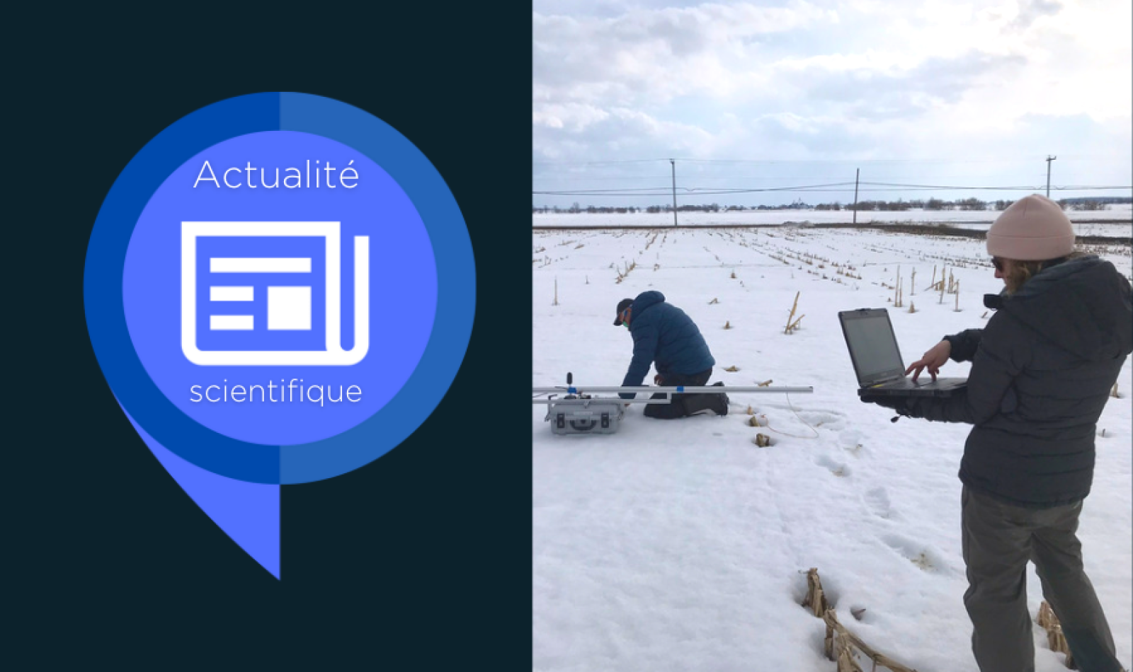 deux scientifiques dans la neige pour détecter les lames de glace